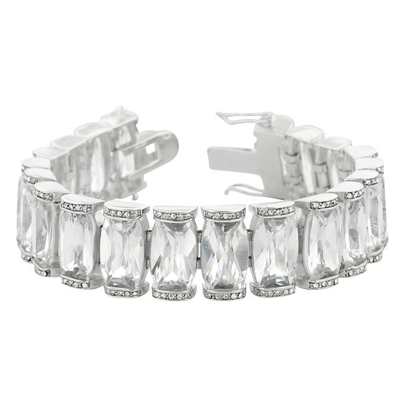 Elegant Radiant CZ Bracelet in Silver Tone, classic studio view.