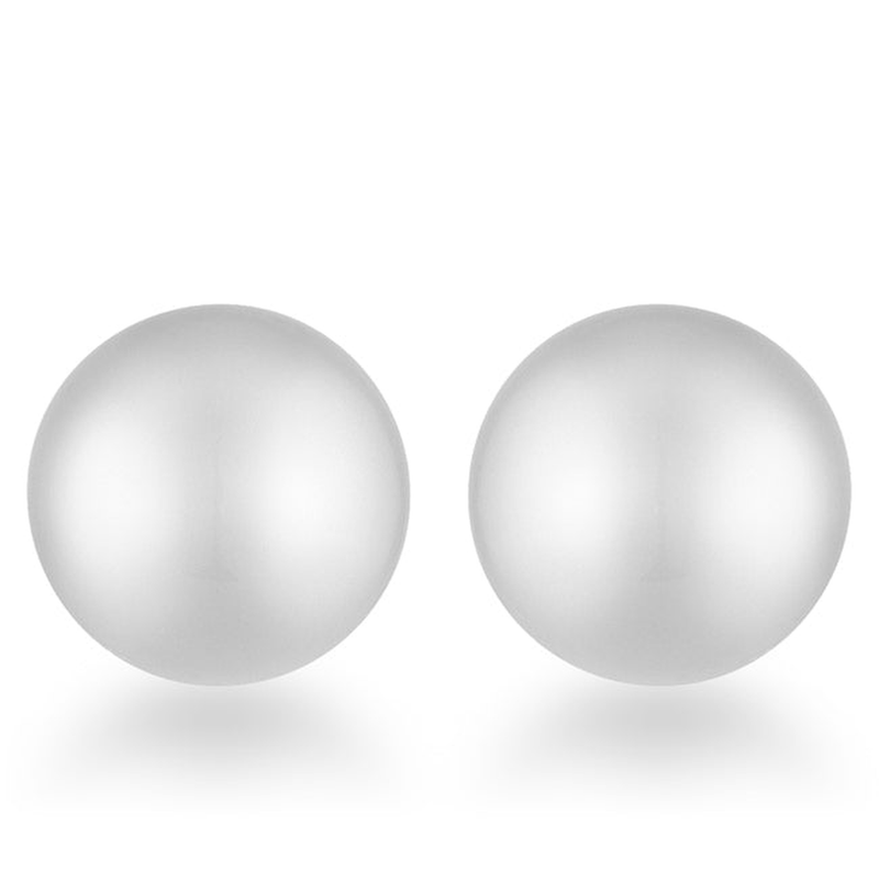 Julie Polished Ball Stud Earrings in Silver Tone, studio view.