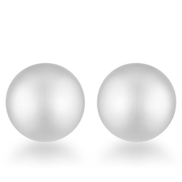 Julie Polished Ball Stud Earrings in Silver Tone, studio view.