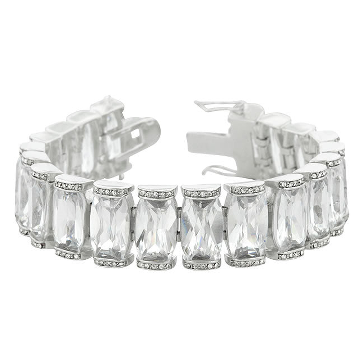 Elegant Radiant CZ Bracelet in Silver Tone, classic studio view.