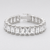 Elegant Radiant CZ Bracelet in Silver Tone, studio view.