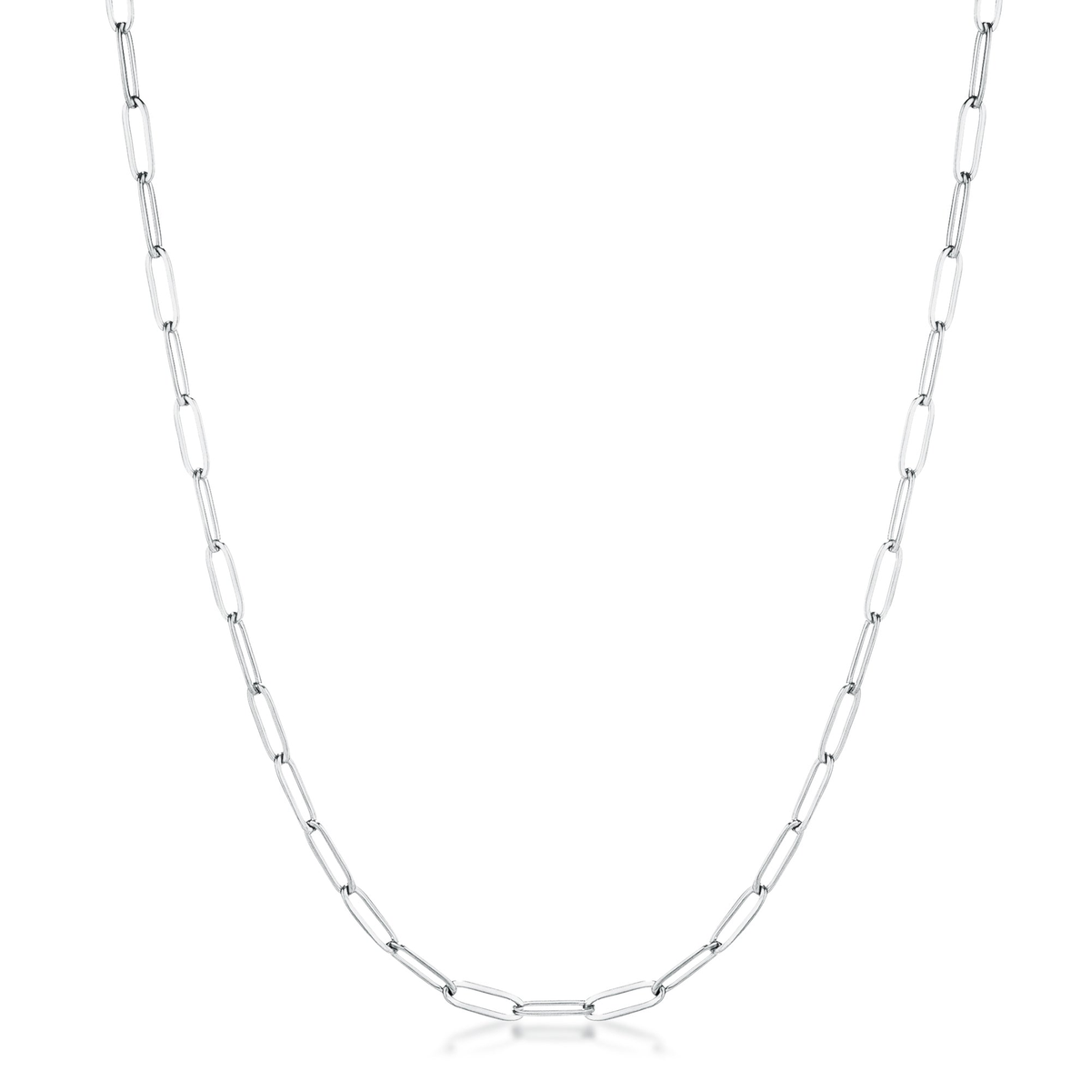 Endless Whisper Paperclip Chain Necklace in Silver Tone, full length.