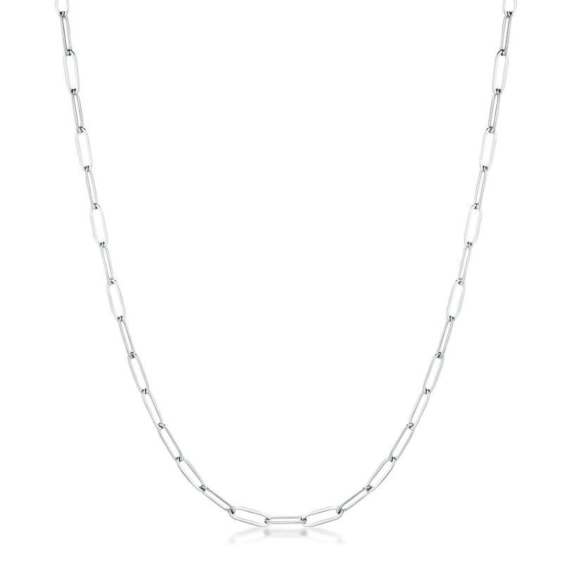 Endless Whisper Paperclip Chain Necklace in Silver Tone, full length.