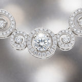 Detailed close up of the center halo stone highlighting the brilliance of the cubic zirconia setting.