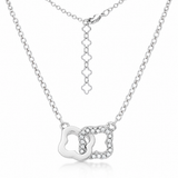 Interlocking Floral CZ Necklace in Silver Tone, angled product view.