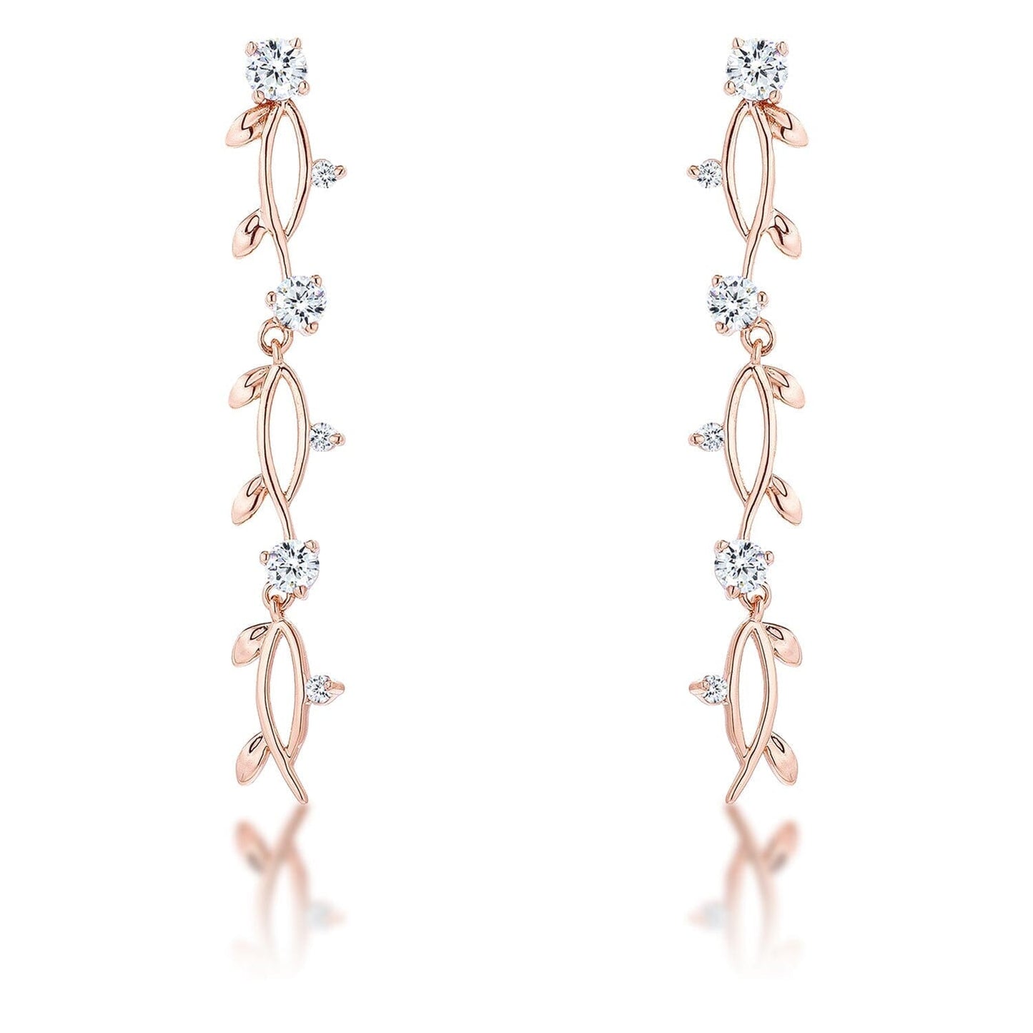 1.1Ct Vine Design Rose Gold Plated Earrings Earrings Das Juwel 