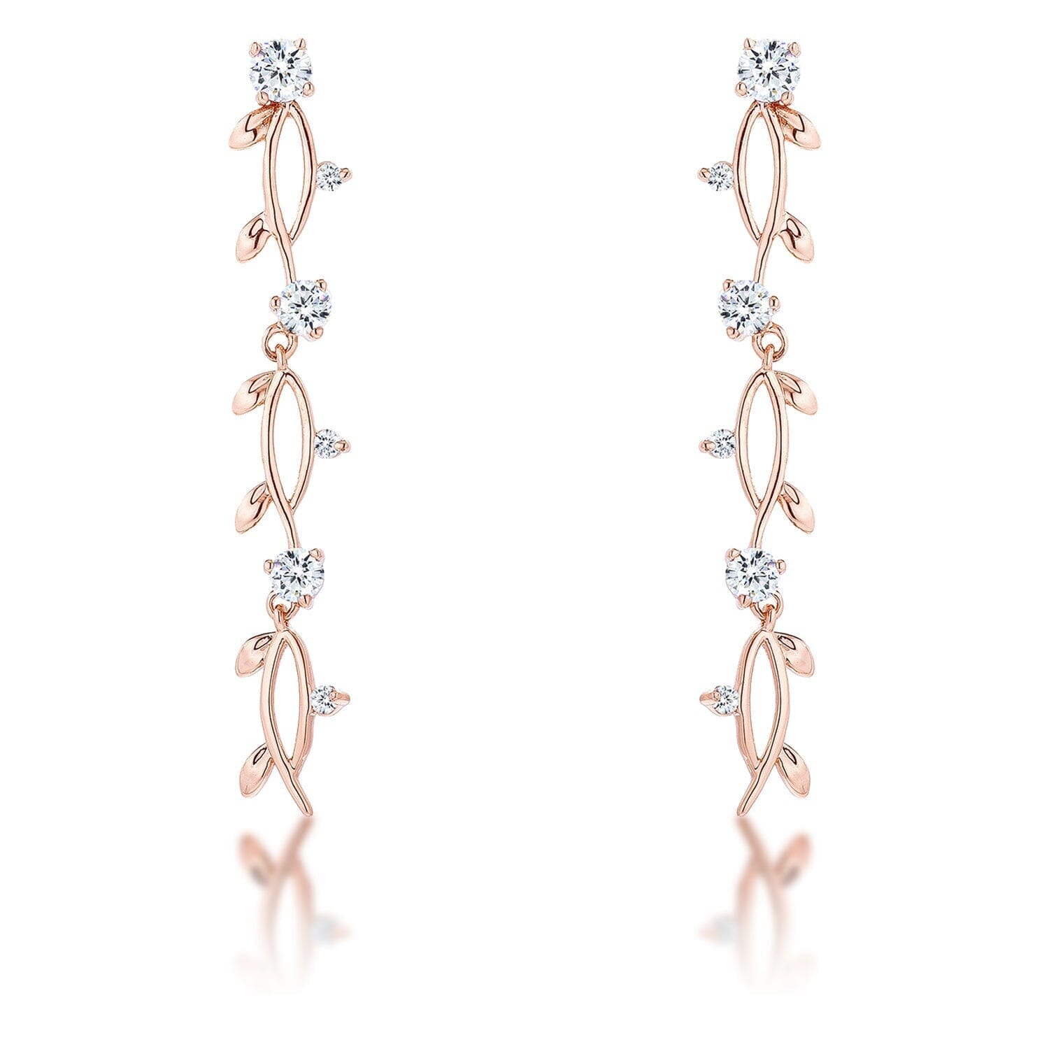 1.1Ct Vine Design Rose Gold Plated Earrings Earrings Das Juwel 