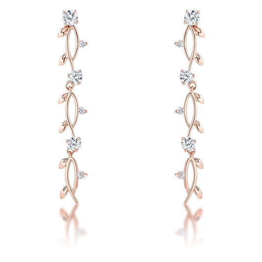 1.1Ct Vine Design Rose Gold Plated Earrings Earrings Das Juwel 