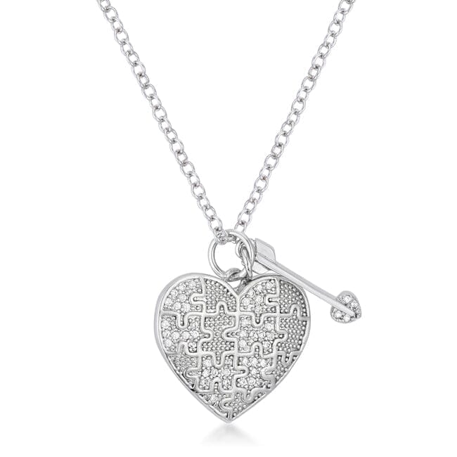 .12 Ct Rhodium Heart and Arrow Pendant with Cubic Zirconia  