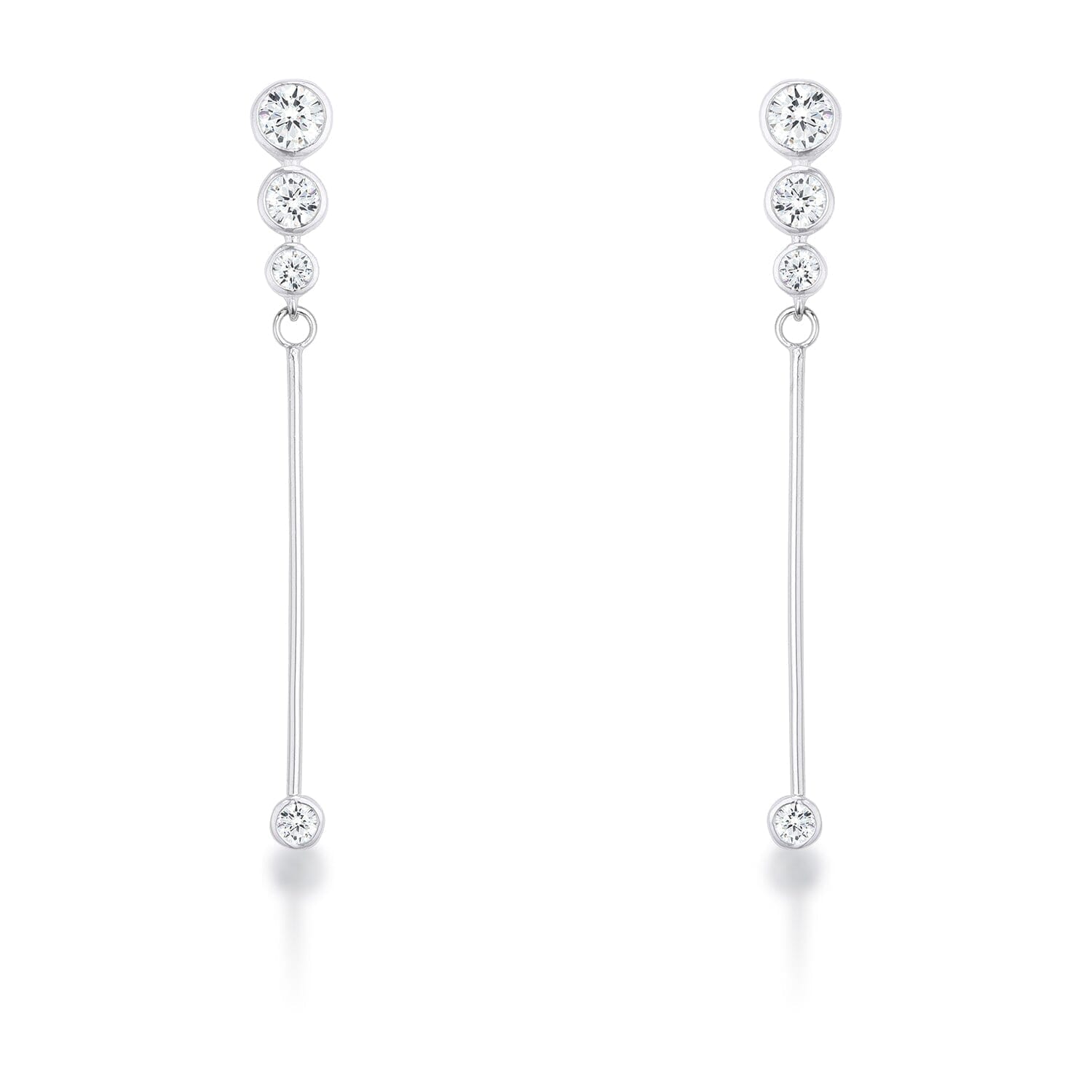 1.2Ct Graduated Rhodium Plated Drop Cubic Zirconia.  