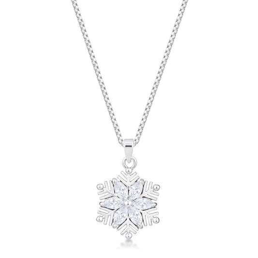 2.04Ct Rhodium Brilliant Marquise Snowflake Pendant  