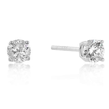 7mm New Sterling Round Cut Cubic Zirconia Studs Silver  