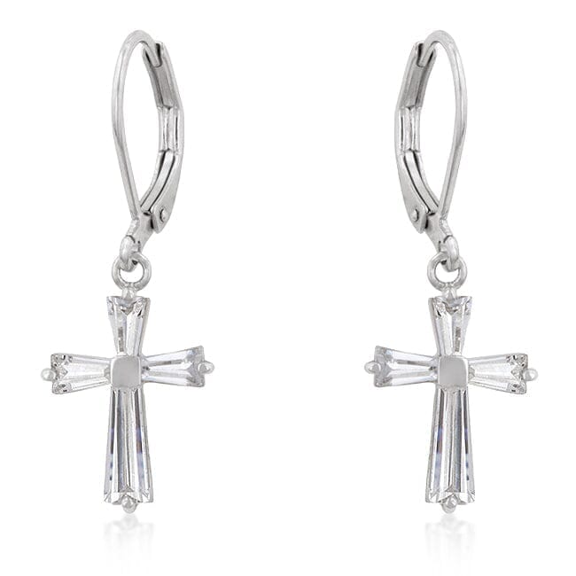 Cubic Zirconia Rhodium Plated Finish Cross  