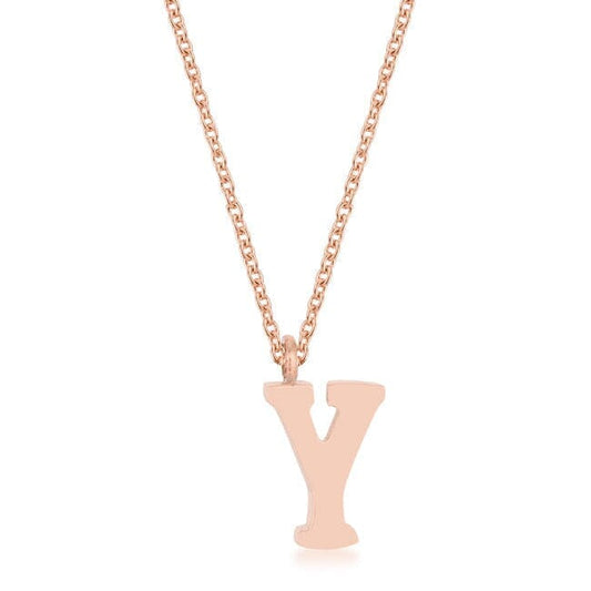 Elaina Rose Gold Stainless Steel Y Initial Necklace Pendants Das Juwel 