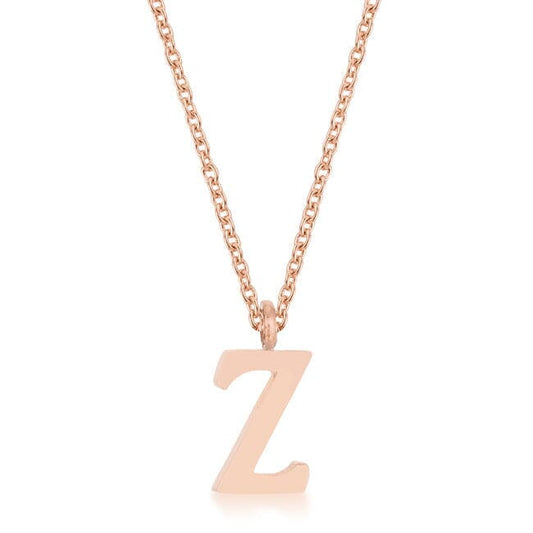 Elaina Rose Gold Stainless Steel Z Initial Necklace Pendants Das Juwel 