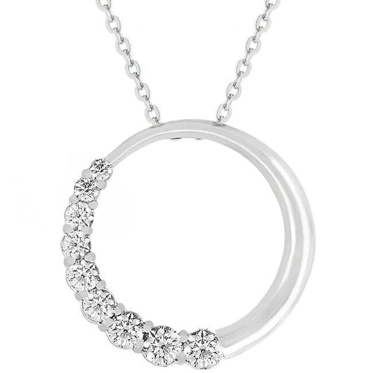 Graduated Cubic Zirconia Circle Pendant  