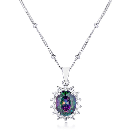 Rhodium Plated Mystic Petite Royal Oval Pendant  