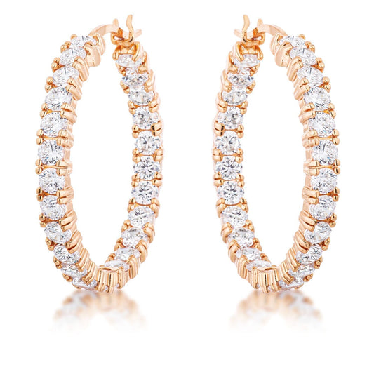 Rose Gold Plated Cubic Zirconia Hoop Earrings Earrings Das Juwel 